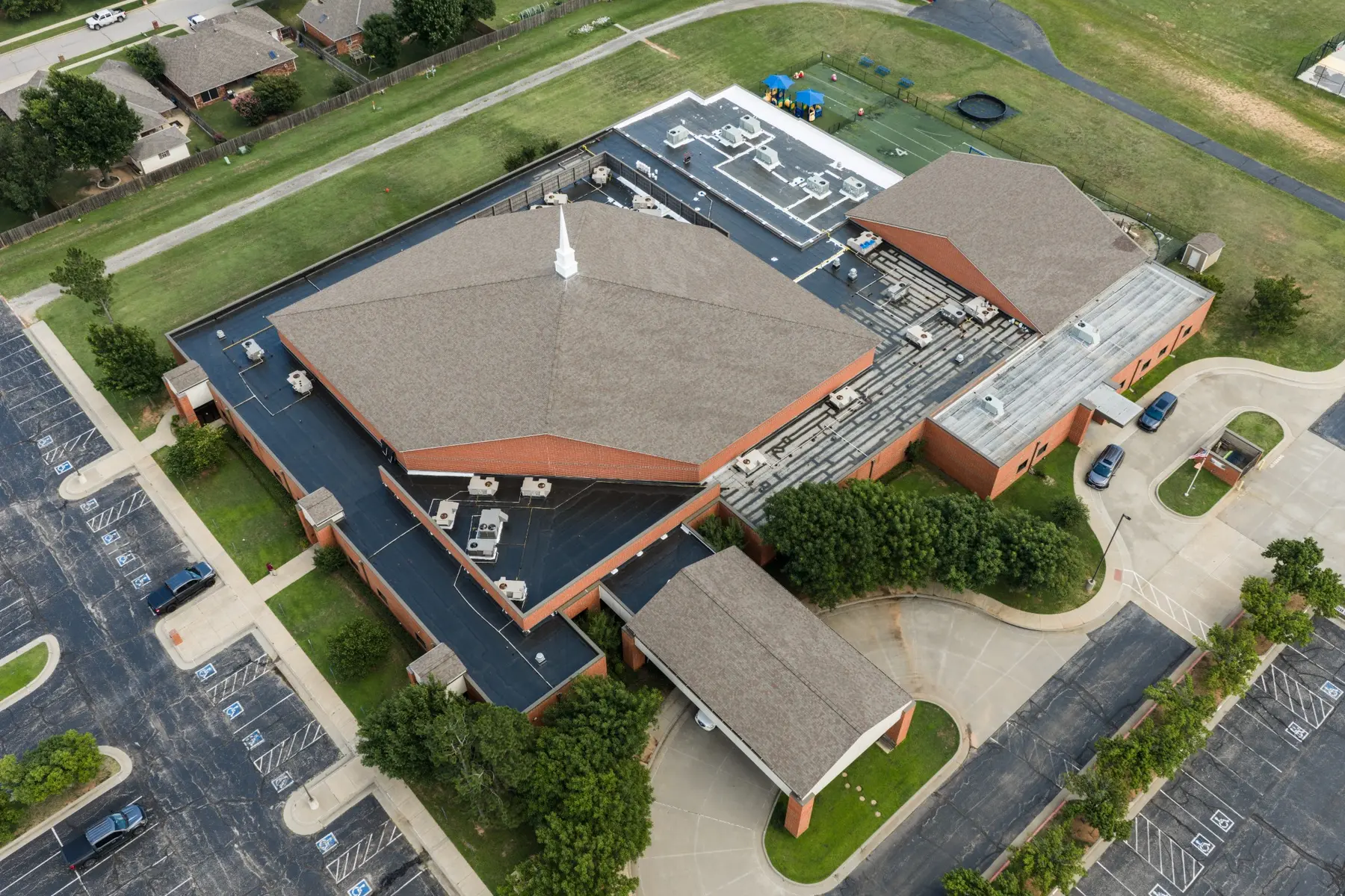 Aerial after view of Yukon COC commercial roof replacement