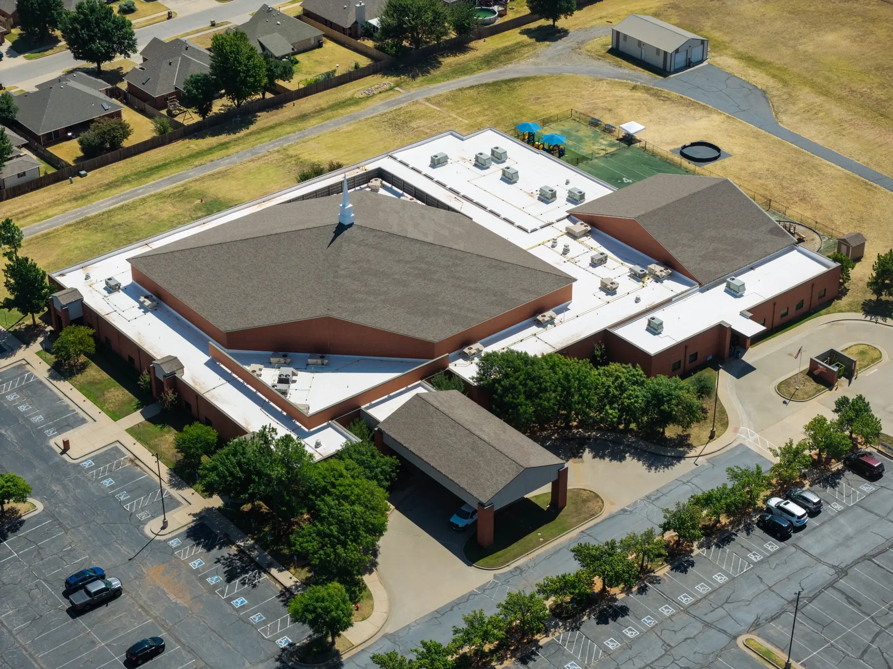 Aerial completed view of Yukon COC roof replacement